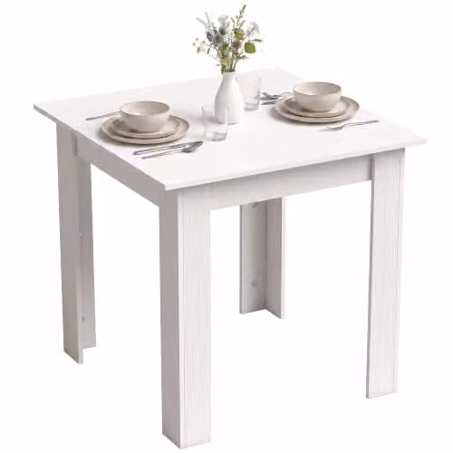 HOMCOM Modern Square Dining Table in White, W/D/H: 80 x 80 x 76 cm