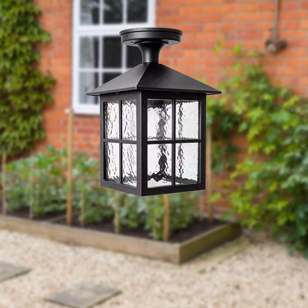 First Choice Lighting Somerset Black Outdoor Flush Ceiling Lights, Set of 2 – 3