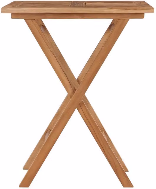 Berkfield Home Folding Garden Table in Brown Solid Teak Wood, W/D/H: 60 x 60 x 75 cm