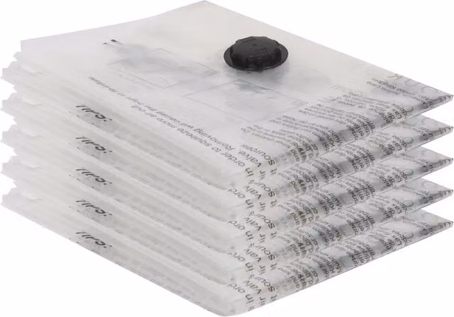 Harbour Housewares Vacuum Storage Bags, White and Transparent, Size M, Pack of 5
