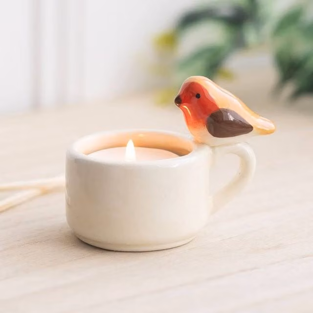 Uniqueful Multicolour Ceramic Tealight Holder, White