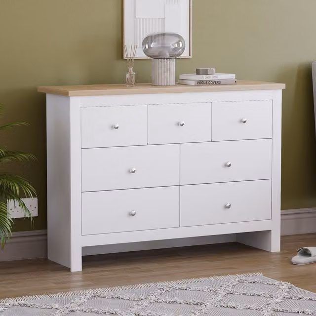 Vida Designs Arlington 4+3 Drawer Chest Bedroom Storage Cabinet in White – 1