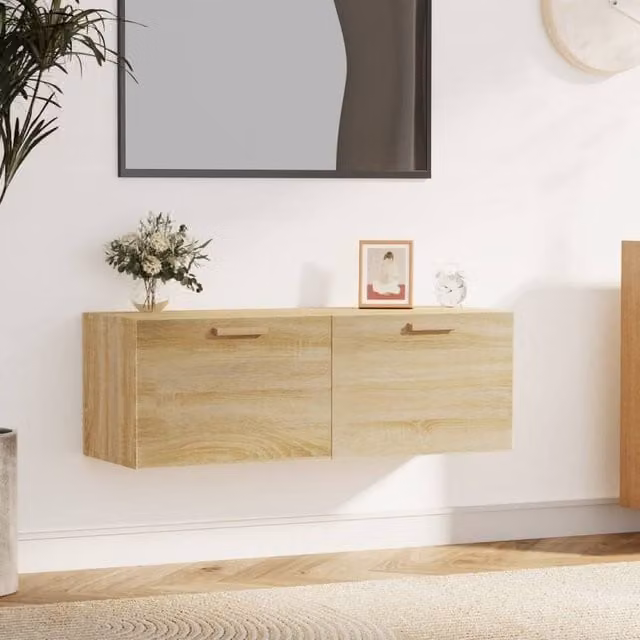 Berkfield Home Sonoma Oak Wall Cabinet in Brown, W: 100 cm, D: 36.5 cm, H: 35 cm
