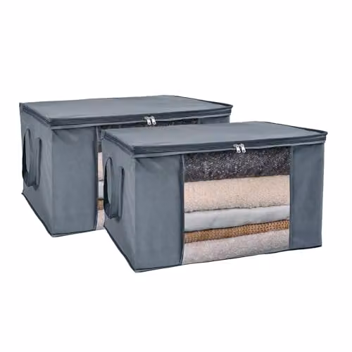 OHS 2 Pack 90L Underbed Storage Containers with Lids and Handles in Grey – 1