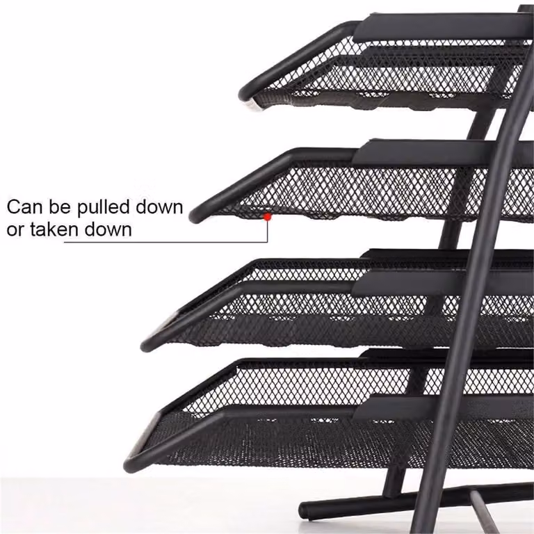 SPETLEK 5 Tier Wire Mesh A4 Document and Letter Filing Tray Holder in Black