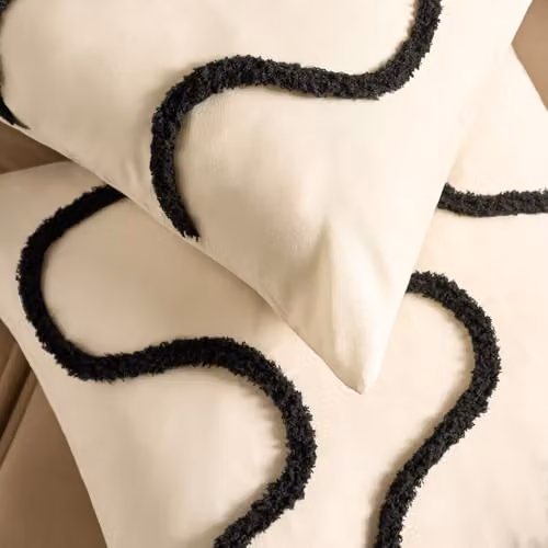 OHS Tufted Wave Cushion Covers in Monochrome Black and White – 3
