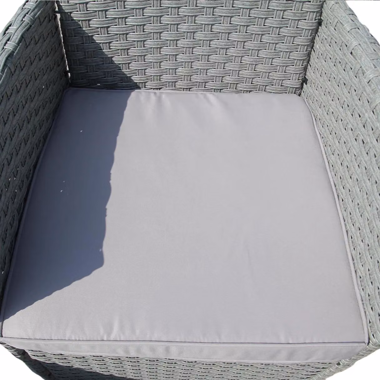 FURNITURE ONE 3 Piece Rattan Garden Bistro Set with Grey Cushions and Glass Tabletop – 2