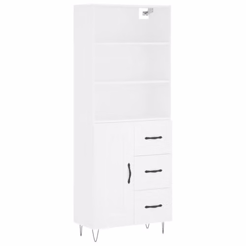vidaXL White Industrial Highboard with Hinged Doors and Internal Shelves, W/D/H: 69.5 x 34 x 180 cm – 1