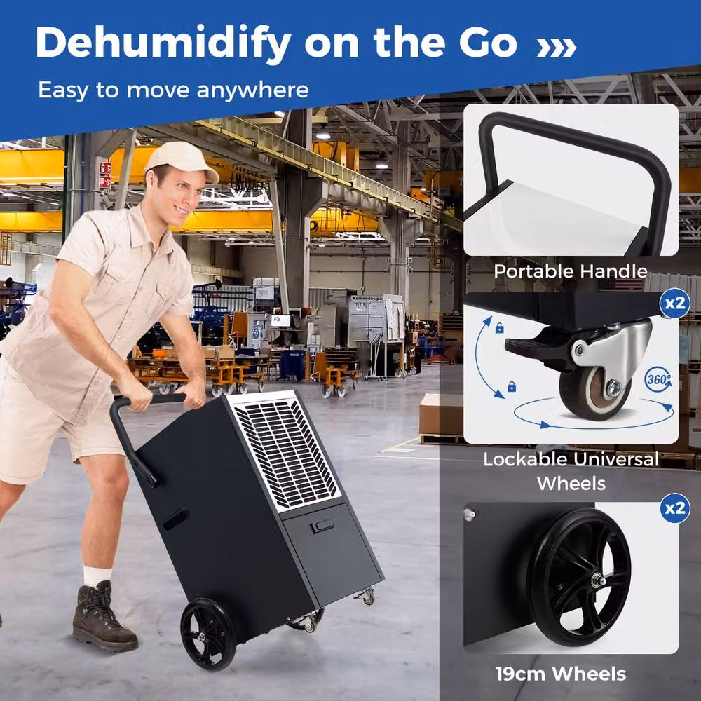 Costway 66L Commercial and Industrial Dehumidifier in Black – 4