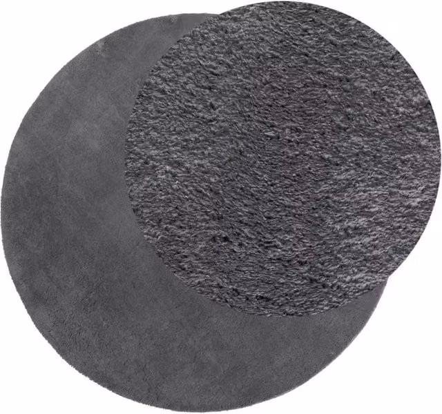 Berkfield Home Round Short Pile Washable Rug in Anthracite Grey, Diameter: 100 cm – 1
