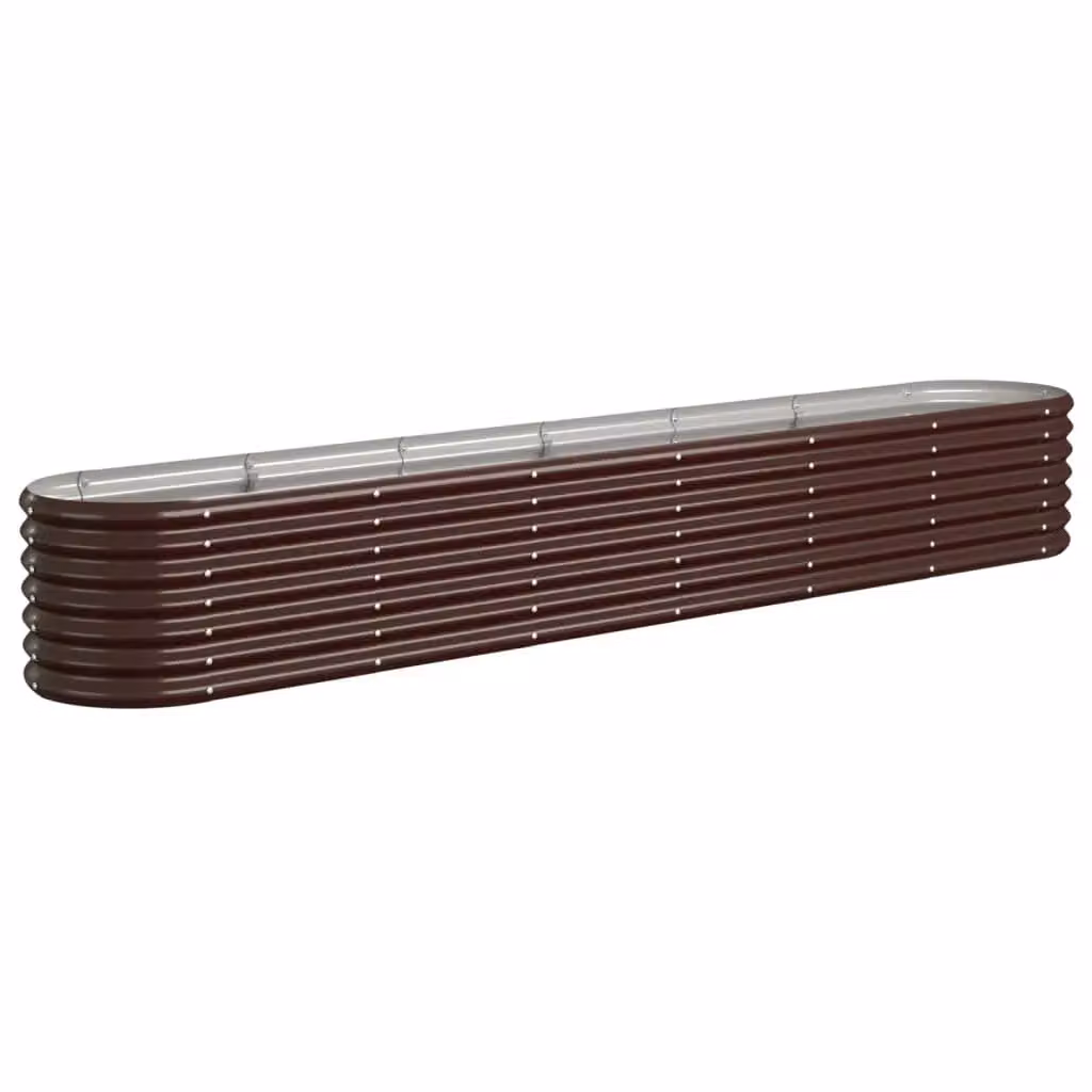 Berkfield Home Garden Powder-coated Steel Raised Bed in Brown, W/D/H: 260 x 40 x 36 cm – 2