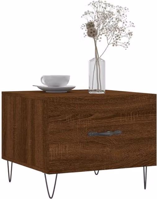 Berkfield Home Decorative Coffee Table in Brown Oak, W/D/H: 50 x 50 x 40 cm
