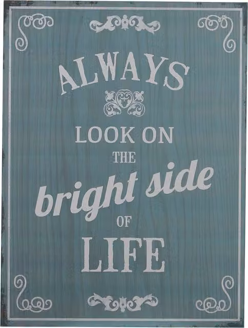 Madera Bright Side Round Wood Wall Plaque in Blue and White