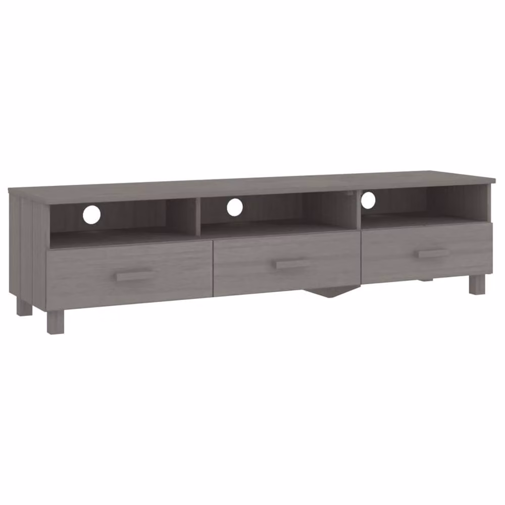 Berkfield Home HAMAR TV Cabinet in Light Grey Solid Pine Wood, W: 158 cm, D: 40 cm, H: 40 cm – 3