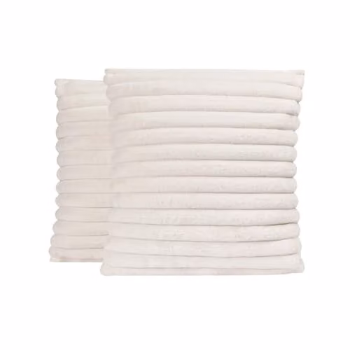 OHS Pack of 2 White Faux Fur Ribbed Square Cushion Covers, 45 x 45 cm – 2