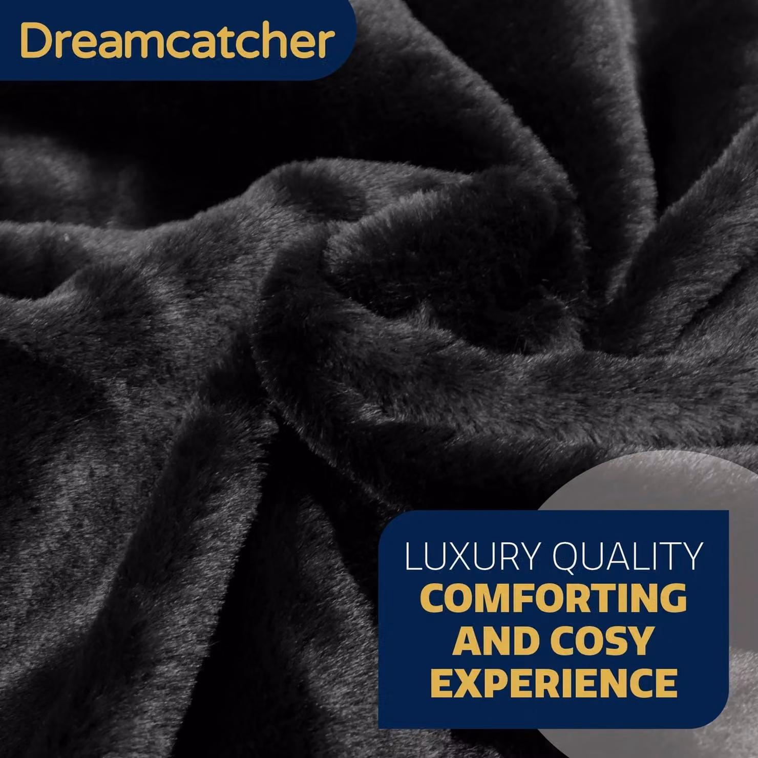 Dreamcatcher Faux Fur Polyester Throw Blanket in Black, W/D/H: 160 x 130 cm – 3