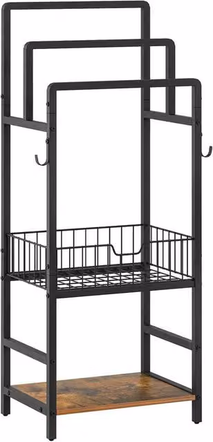 FORGEVIO Freestanding Metal Towel Rack in Brown, Black and Multicolour, W/D/H: 60 x 28 x 81 cm – 1