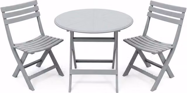 Alivio 3-Piece Folding Bistro Set with Round Table and 2 Chairs in Grey and Black – 1