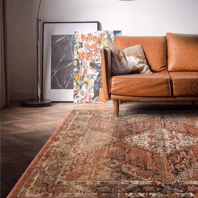 The Rug Shop UK Orange Traditional Persian Geometric Machine Woven Rug W: 195 cm, D: 290 cm – 1