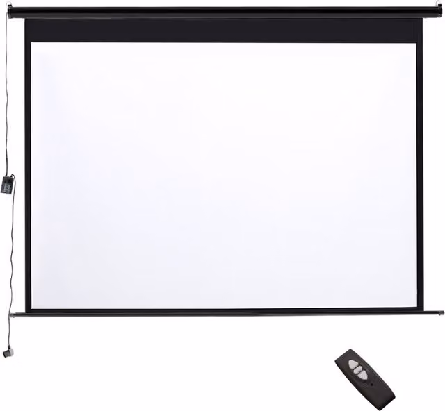 Darphe Motorised Electric Projector Screen with Remote Control, 4:3 Aspect Ratio, Black and White