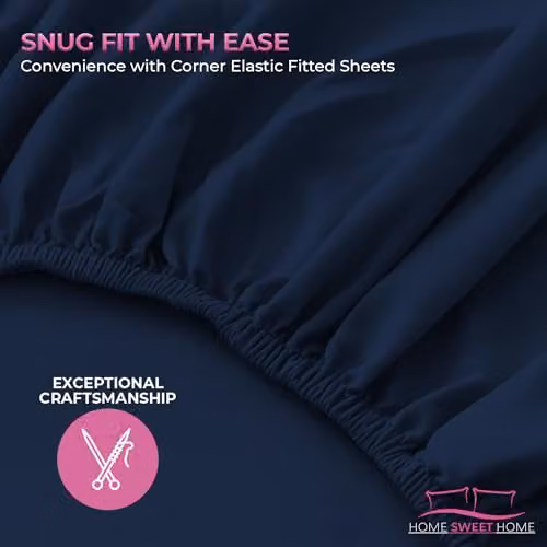 Home Sweet Home UK Double Polycotton Fitted Sheet in Blue, Depth: 25 cm, W/D/H: 140 x 200 cm – 6