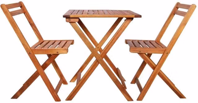 Berkfield Home 3 Piece Folding Bistro Set in Brown Oiled Solid Acacia Wood