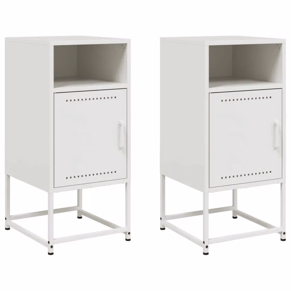 Berkfield Home Set of 2 White Steel Bedside Cabinets, W/D/H: 36 x 39 x 78 cm – 2