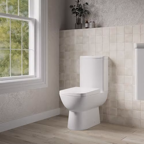 Balterley Close Coupled Ceramic Toilet with Cistern and Square Seat Pan in White, W/D/H: 38.0 x 58.5 x 82.5 cm – 3