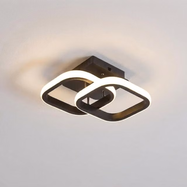 Modern LED Ring Pendant Light Chandelier in Black