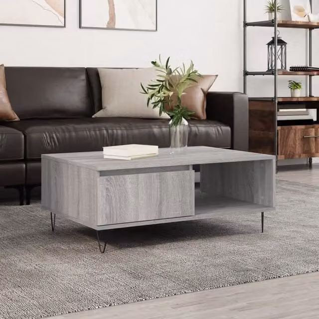 Berkfield Home Grey Sonoma Coffee Table, W/D/H: 90 x 60 x 35 cm
