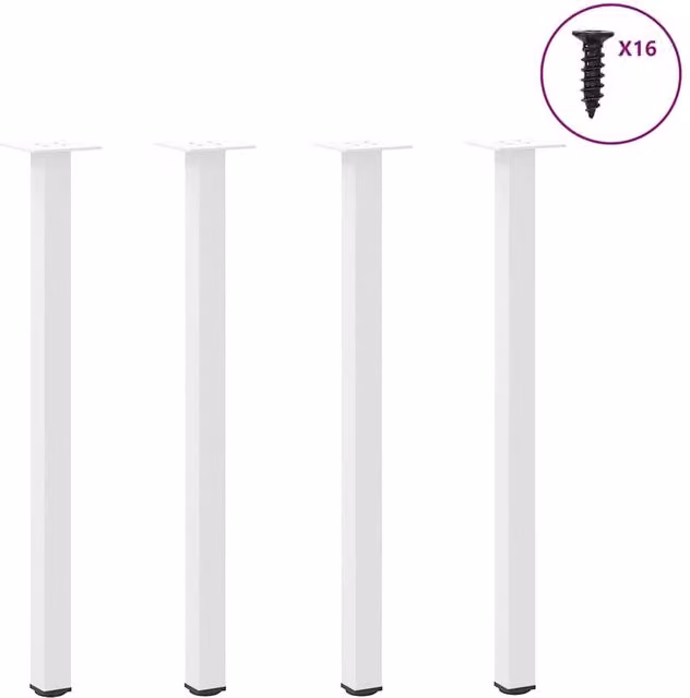 Berkfield Home Steel Coffee Table Legs, 4 Pieces, White, Height: 73 cm