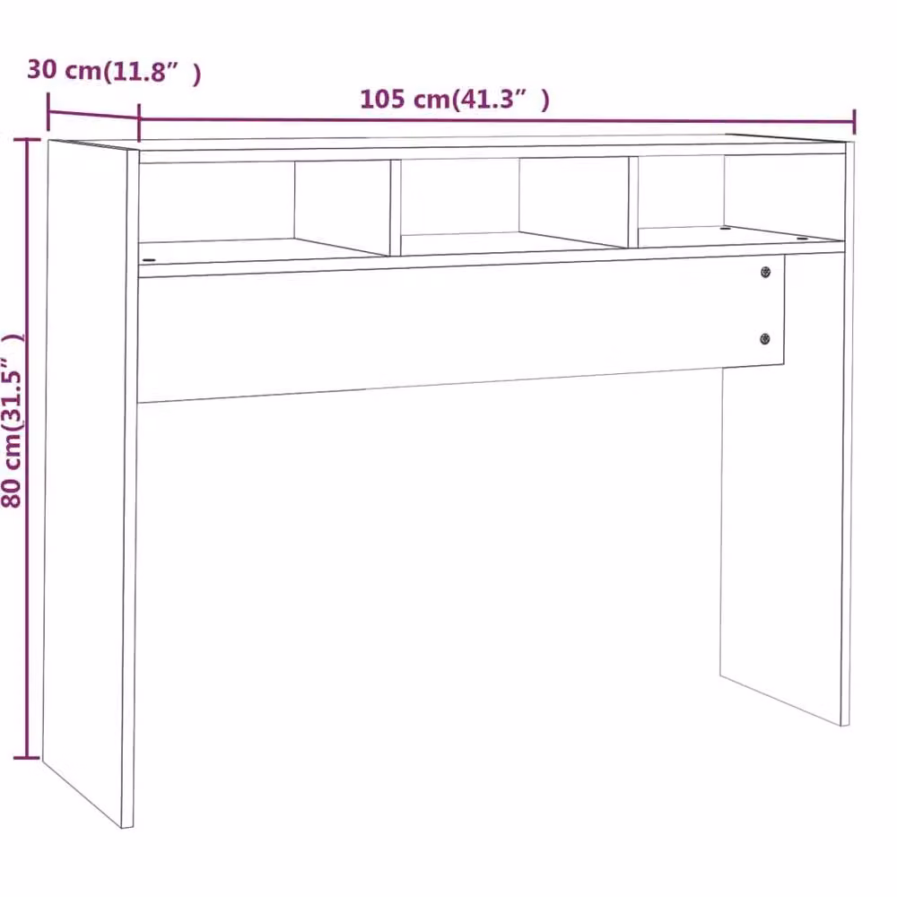 Berkfield Home Modern Brown Oak Console Table, W/D/H: 105 x 30 x 80 cm – 4