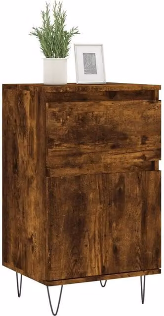 Berkfield Home Smoked Oak Sideboard in Brown, W/D/H: 40 x 35 x 70 cm