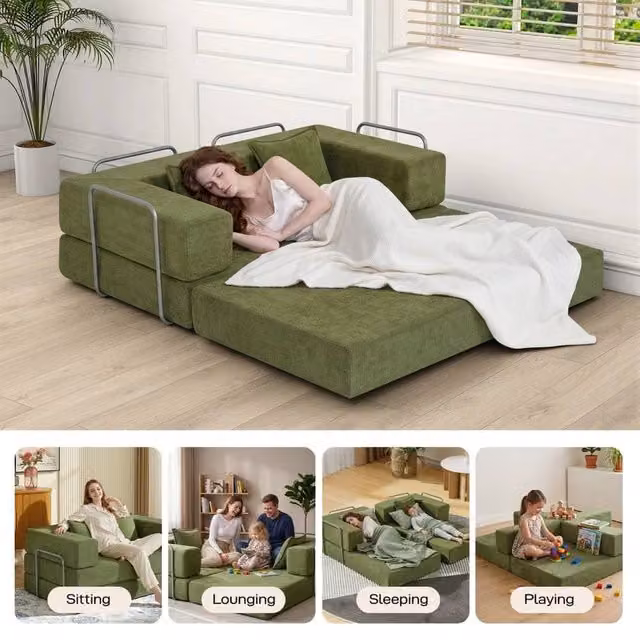 FORGEVIO Green Sectional Sofa Bed with Sleeping Function and Foam Upholstery – 1