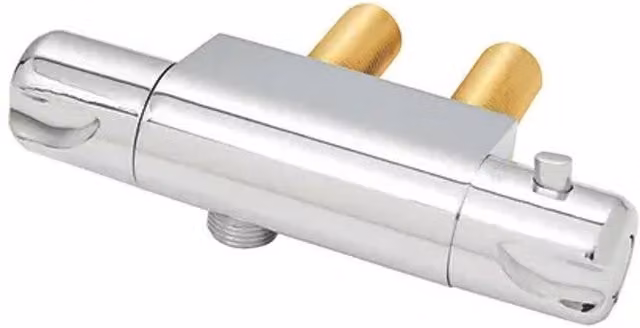 Nes Home Modern Vertical Chrome Exposed Thermostatic Shower Mixer Bar Valve in Metallic Silver