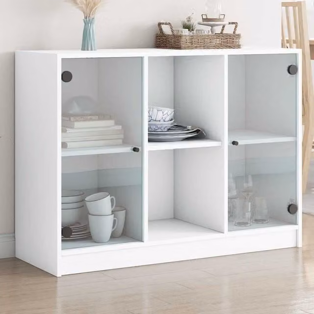 Berkfield Home Modern White Sideboard in MDF, W/D/H: 102 x 37 x 75.5 cm