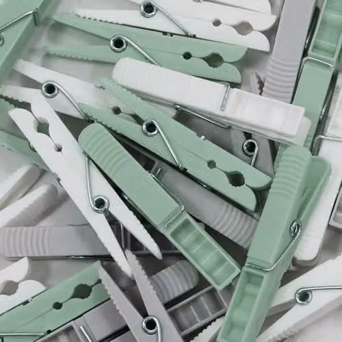 JVL 100 Pack Plastic Clothes Pegs in Assorted White, Grey and Green – 2