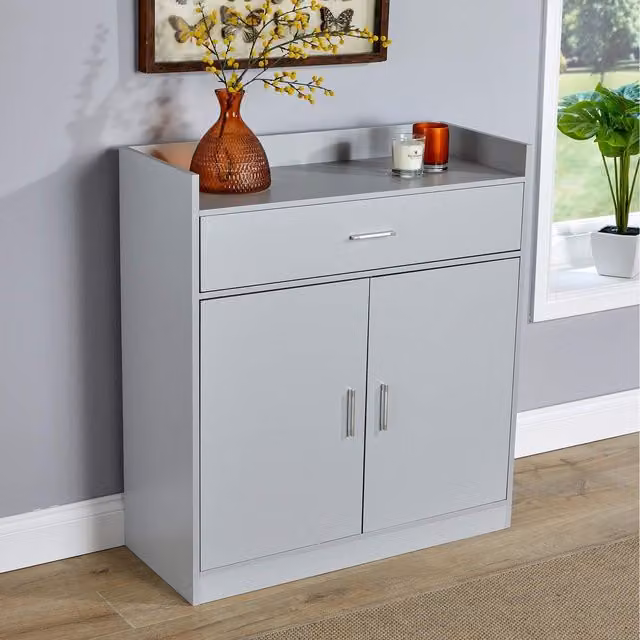 Home Source Novara 2 Door Shoe Storage Cabinet in Grey