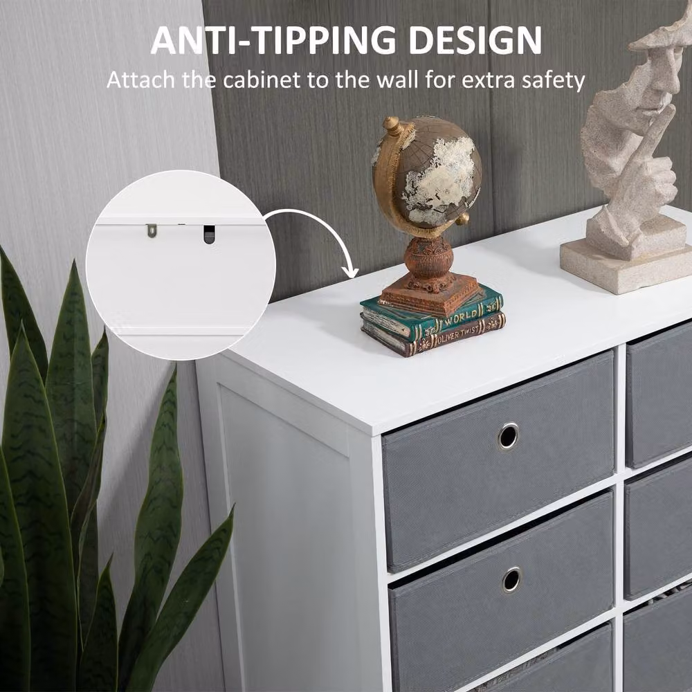 ERGOVEXA White Fabric Chest of Drawers and Modern Storage Cabinet – 4
