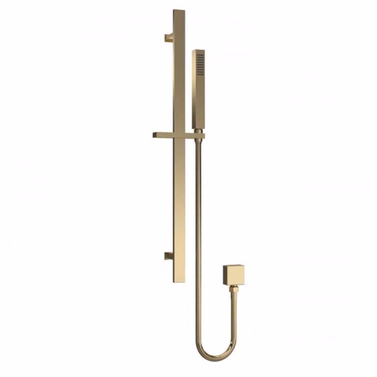 Windon Square Brushed Brass Slider Rail Shower Kit with Hand Shower and Outlet Elbow