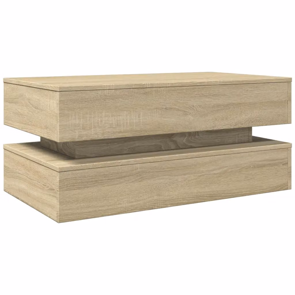 Berkfield Home Sonoma Oak Coffee Table with LED Lights in Brown, W/D/H: 90 x 50 x 40 cm – 3