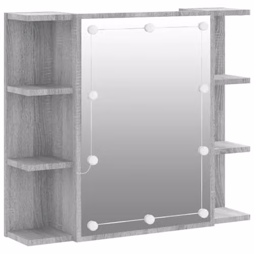 vidaXL Modern Grey Mirror Cabinet with LED Lighting, W/D/H: 70 x 16.5 x 60 cm – 2