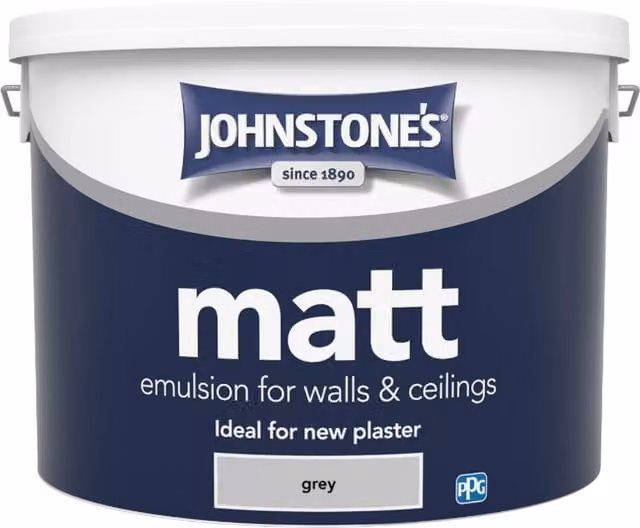 Johnstones Matt Water Based Dispersion Emulsion Paint, Grey, 10 l