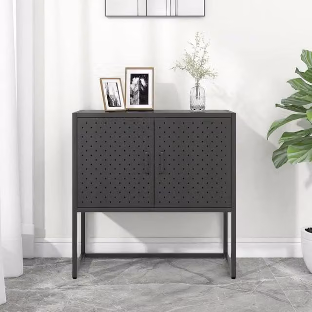 Berkfield Home Anthracite and Black Metal Sideboard, W/D/H: 75 x 35 x 75 cm – 1