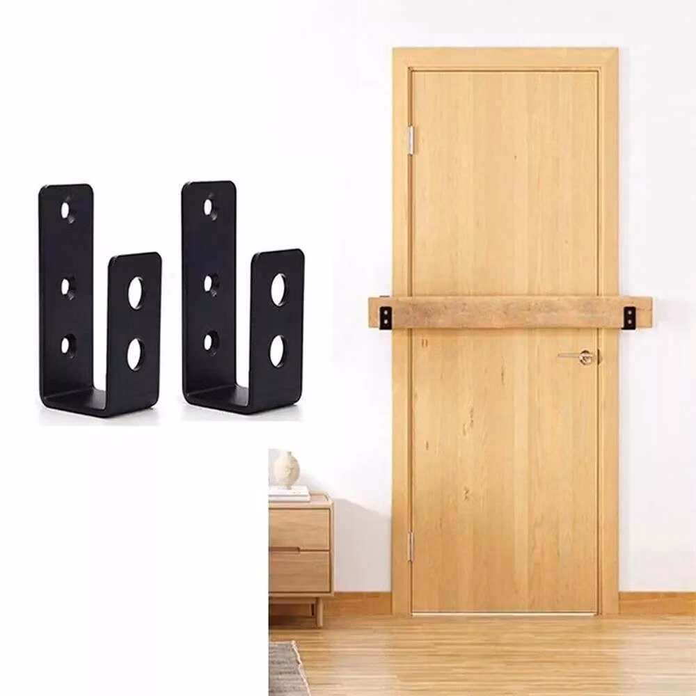 NESTLUNE Heavy Duty U Shape Door Barricade Bracket, 4 Pieces, Black – 5