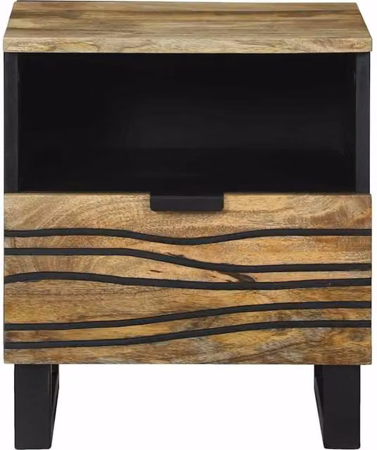 Berkfield Home Modern Bedside Cabinet in Brown Solid Mango Wood, W/D/H: 40 x 33 x 46 cm