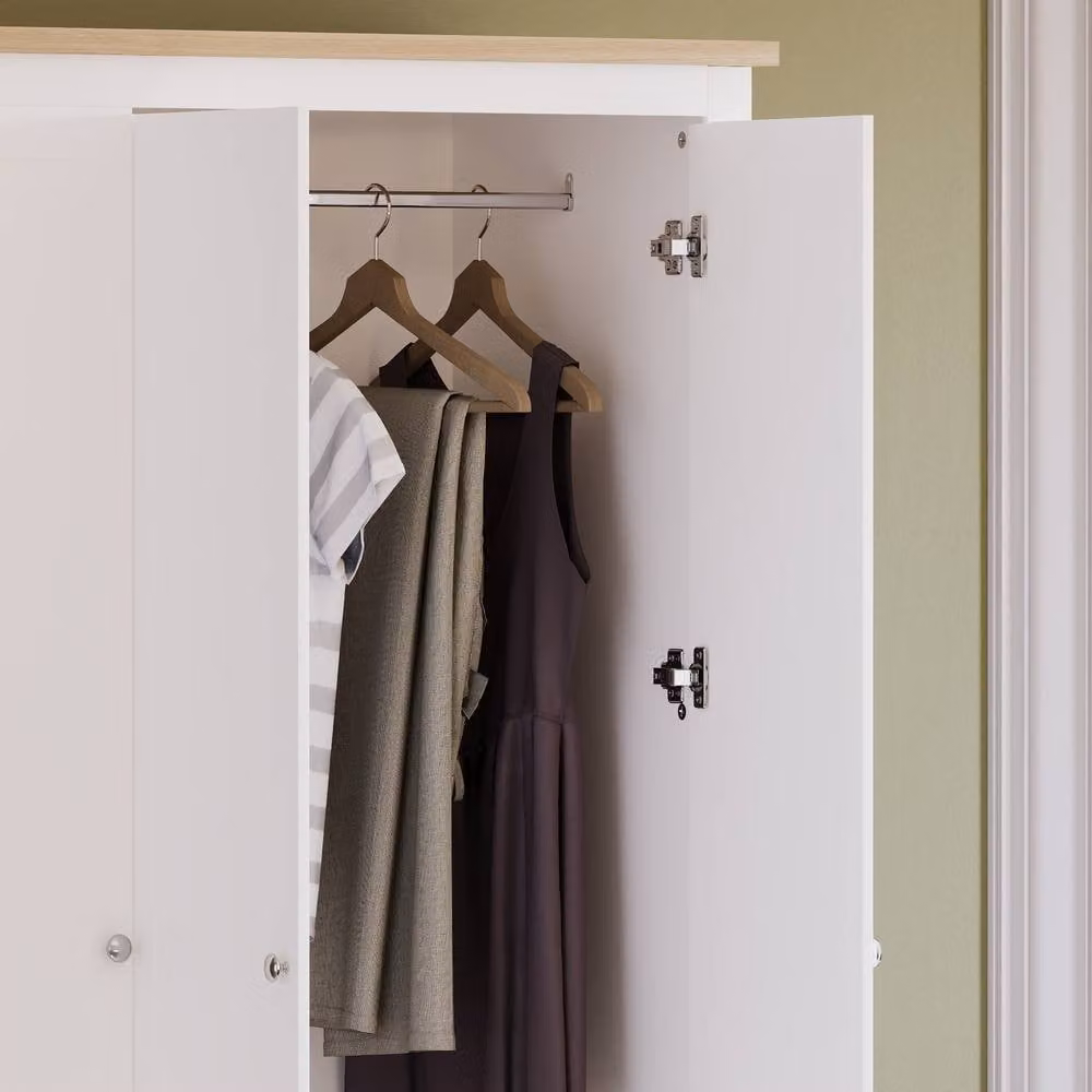 HD Designs Arlington 3 Door 2 Drawer Wardrobe in White, W/D/H: 180 x 109 x 52 cm – 3