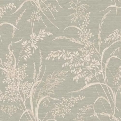 Grandeco Prairie Meadow Sprigs and Grasses Botanical Floral Textured Wallpaper, Green