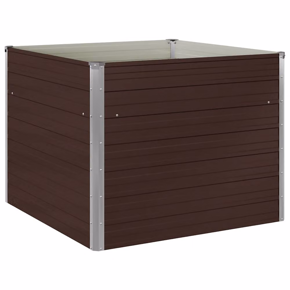 Berkfield Home Raised Garden Bed in Brown Galvanised Steel, W/D/H: 100 x 100 x 77 cm – 3