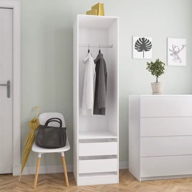 Berkfield Home White Wardrobe with Drawers and Open Shelf, W/D/H: 50 x 50 x 200 cm – 1